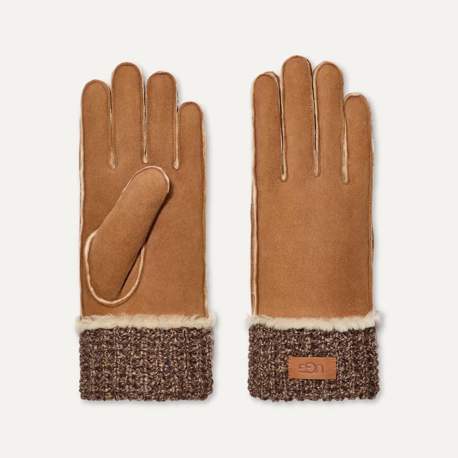 handschoen met gebreide manchet van schapenvacht